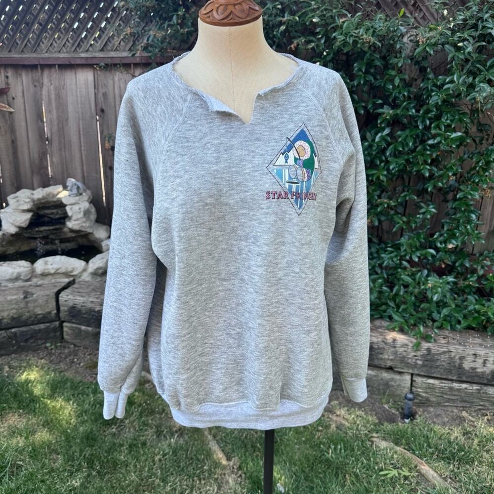 Vintage 80s Alaska Star Princess Gray Sweatshirt Alaskan Indigenous Size Large